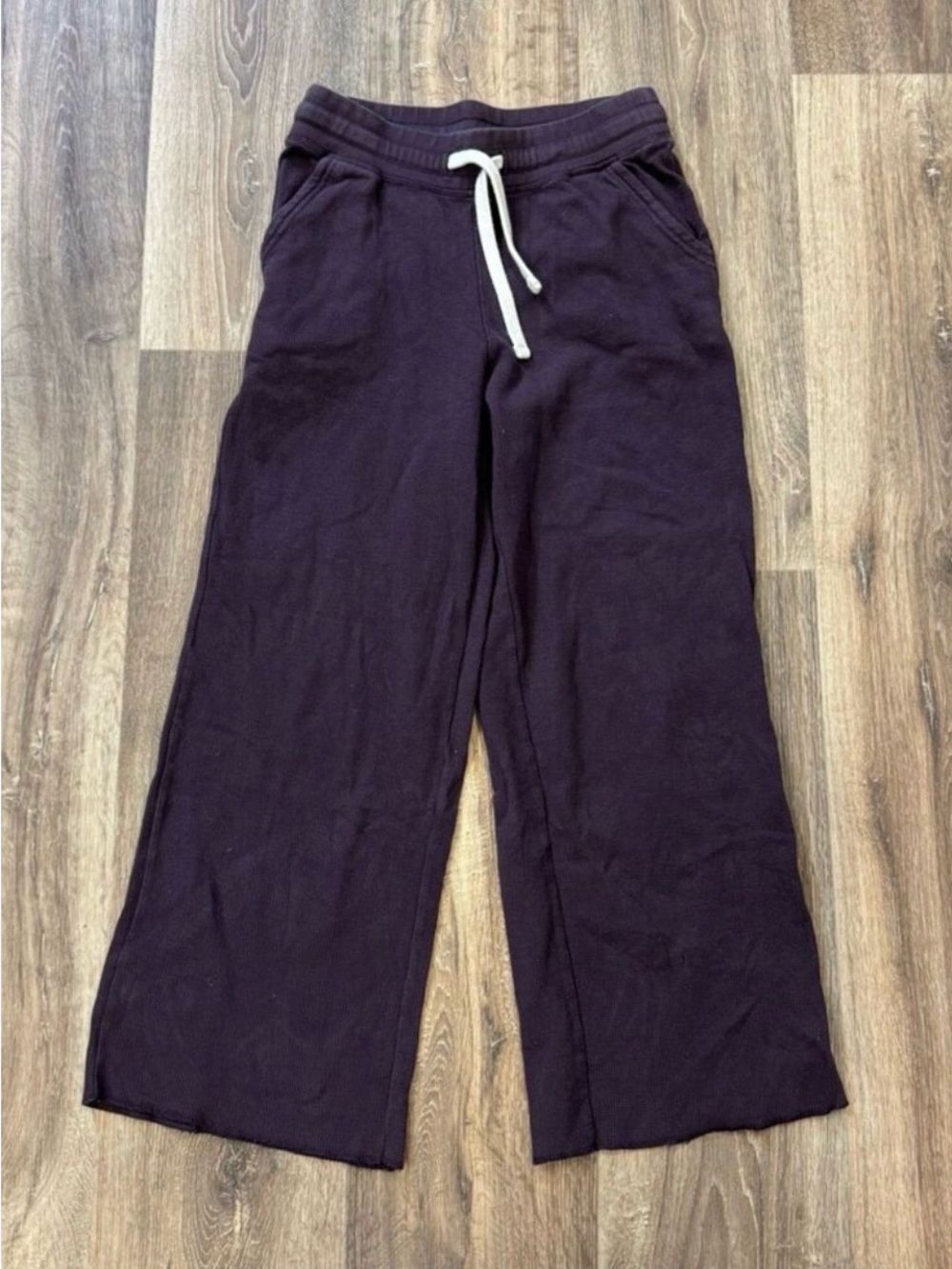 Pact Organic Purple Waffle Knit Wide Leg Pants Women’s Small - Picture 2 of 5